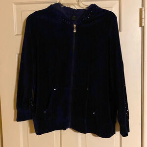AVE Leisure size 18/20 navy embellished velour hoodie
